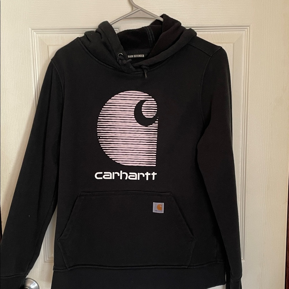 Carhartt Black Hoodie with Striped Logo